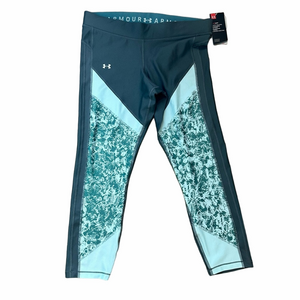 NWT Under Armour Heat Gear Capri Medium Compression Teal & Gray Legging XL